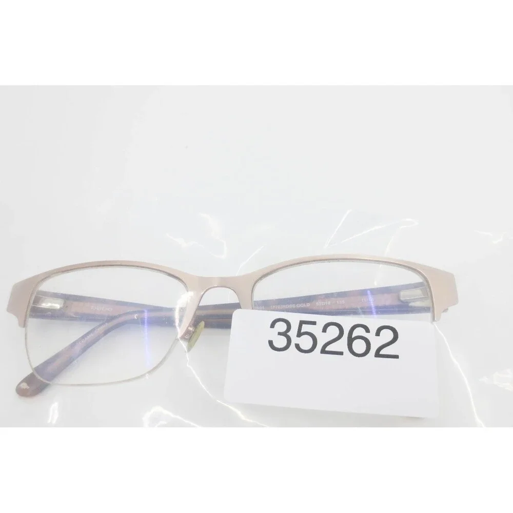 Bebe BB5161 Rose Gold Tortoise Studded Semi-Rimless Cat Eye Eyeglasses 52-18